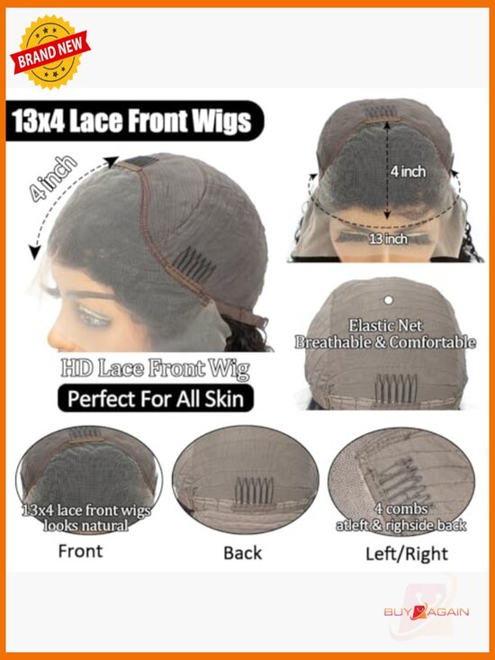 200 Density 100% Human Hair Deep Wave Lace Front Bob Wig 13x4 HD